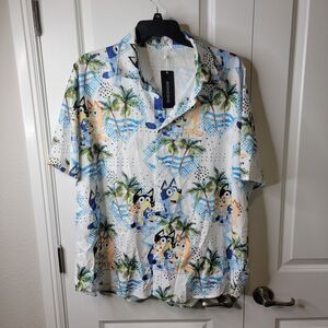 Bluey Bingo Men's 4XL Family Summer Beach Party Hawaiian Shirt by SHESHOW NWT
